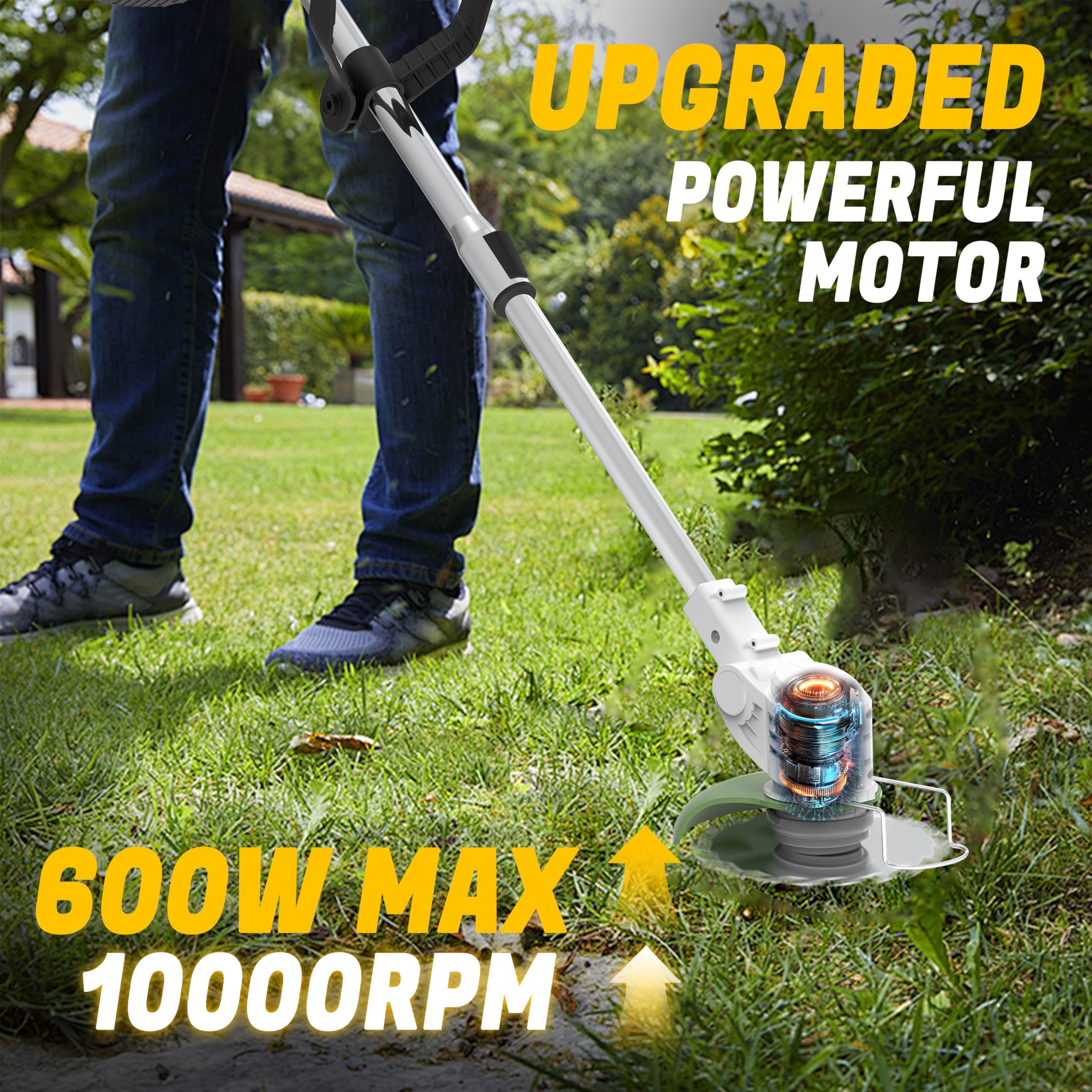 Metal Blade Cordless Strimmer 21v Grass Trimmers With 1 Pruning Shears 16 Blades 15cm Cutting Diameter Cordless Strimmer For Lawn Trimmingtwigsbrush Cuttingsuitable For Light Work