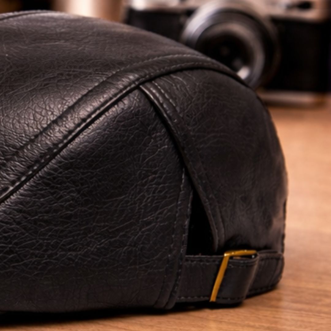 Casquette Plate Classique en Cuir