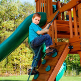 Gorilla Playsets Empire Extreme Wooden Swing Set with Monkey Bars, Clatter Bridge, Tower, and 3 Slides