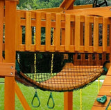 Gorilla Playsets Mountaineer Treehouse Wooden Swing Set with Tube Slide, Rope Ladder, and Sandbox