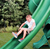 Gorilla Playsets Mountaineer Treehouse Wooden Swing Set with Tube Slide, Rope Ladder, and Sandbox
