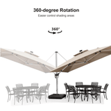 PURPLE LEAF Double Top Deluxe Solar Powered LED Square Patio Umbrella