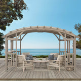 Sunjoy Bellucci 10 x 14 ft. Light Grey Outdoor Cedar Wood Framed Arched Pergola
