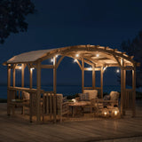 Sunjoy Bellucci 10 x 14 ft. Light Grey Outdoor Cedar Wood Framed Arched Pergola