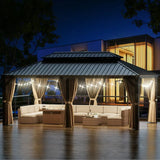 Sunmthink 12×20 ft Hardtop Gazebo with Double Roof