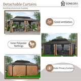 Sunmthink 12×20 ft Hardtop Gazebo with Double Roof