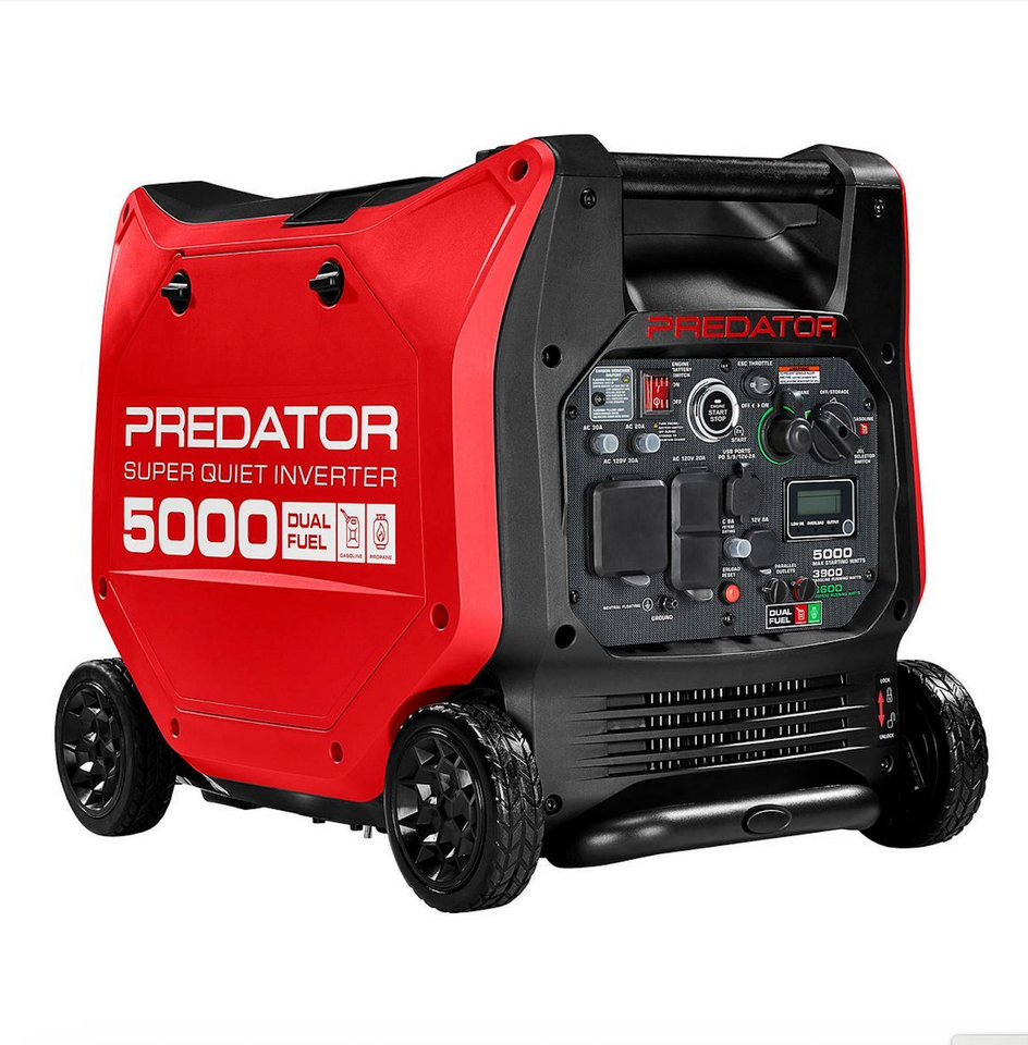 Predator 5000 Watt Dual-Fuel Super Quiet Inverter Generator with Remote Start and CO Secure Technology