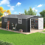 12 ft. W x 18 ft. D Large Outdoor Metal Shed, All-Steel Construction with Windows and Lockable Doors