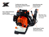 ECHO PB-9010T X Series Backpack Blower with 79.9cc Engine, 48N Blowing Force, and Vented Back Pad