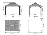 PURPLE LEAF 10X14 Patio Gazebo for Backyard Grey Hardtop Galvanized Steel Roof Awning with Upgrade Curtain