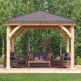 Yardistry Meridian 12×12 Cedar Gazebo with Aluminum Roof
