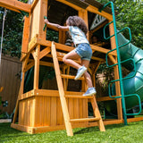 KidKraft Laurel Retreat Multi-Level Clubhouse Swing Set with Two Slides and Two Swings