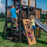 Backyard Discovery Mystic Tower Multi-Level Cedar Swing Set with Hidden Climbing Tower