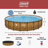 Coleman Power Steel 22 ft. x 52 in. Round Metal Frame Above Ground Pool Set