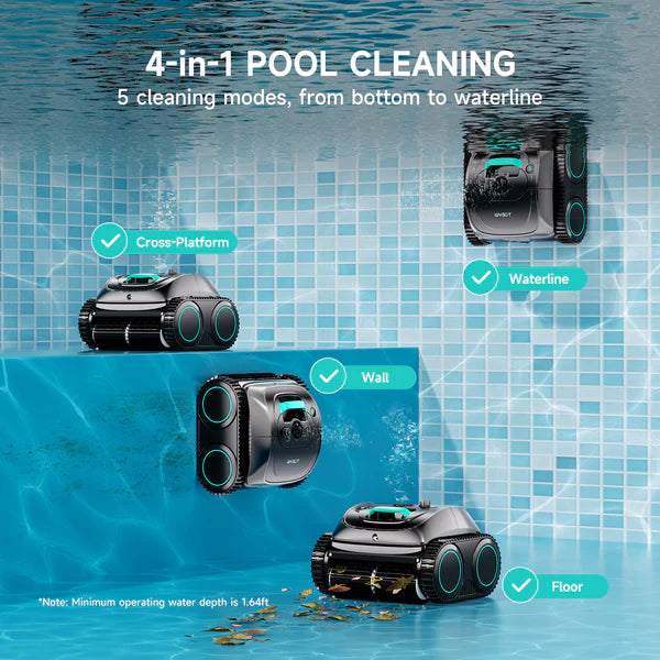 WYBOT C1 Cordless Robotic Pool Cleaner with Triple Motor, Wall Climbing, and Self-Parking