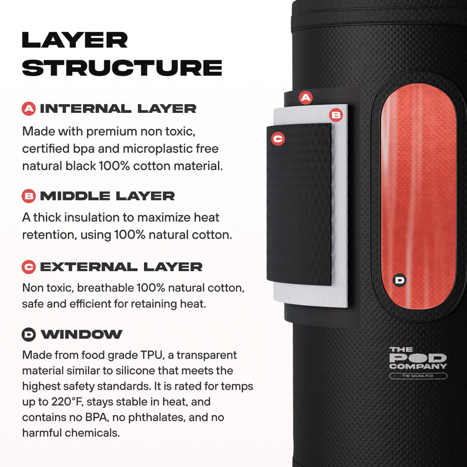 The Pod Company Sauna Pod 2.0 Portable 185°F Dry Heat Sauna with Natural Cotton and Red Light