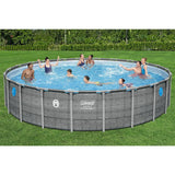 Coleman Power Steel 22’x52” Metal Frame Above Ground Pool w/ Pump, Ladder, & Cover, Gray