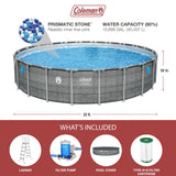 Coleman Power Steel 22’x52” Metal Frame Above Ground Pool w/ Pump, Ladder, & Cover, Gray