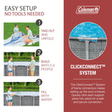 Coleman Power Steel 22’x52” Metal Frame Above Ground Pool w/ Pump, Ladder, & Cover, Gray