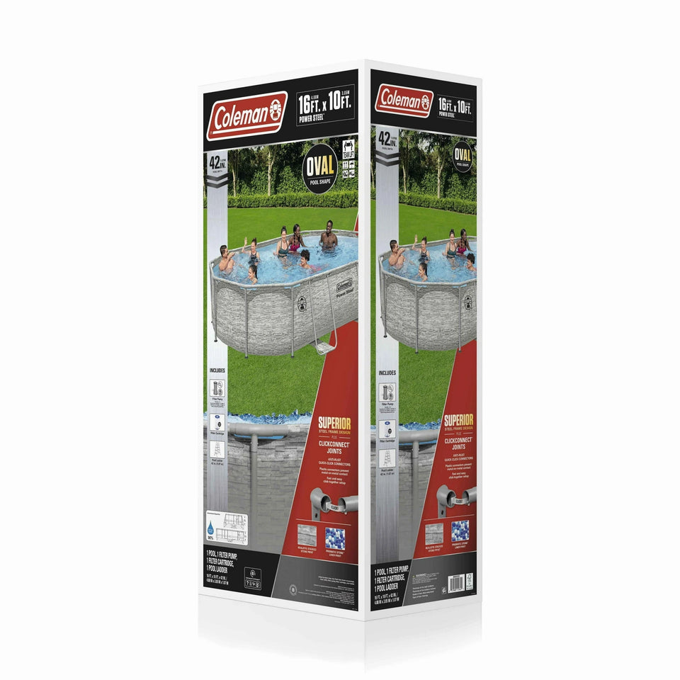 Coleman Power Steel 16′ x 10′ x 42″ Oval Above Ground Pool Set