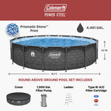 Coleman Power Steel 16 ft. x 42 in. Round Metal Frame Above Ground Pool Set
