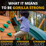 Gorilla Playsets Empire Extreme Wooden Swing Set with Monkey Bars, Clatter Bridge, Tower, and 3 Slides