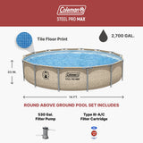 Coleman Steel Pro Max 14′ x 33″ Round Metal Frame Above Ground Pool Set