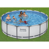 Bestway Steel Pro MAX 15′ x 48″ Prismatic Stone Pool Set| Durable Construction, Easy Assembly, and All-Inclusive Accessories – above ground pool set with filter pump, ladder, and pool cover