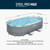 Bestway Steel Pro MAX 14 ft x 8 ft 2 in x 39.5 In, Oval Above Ground Pool Set, Outdoor Frame Swimming Pool
