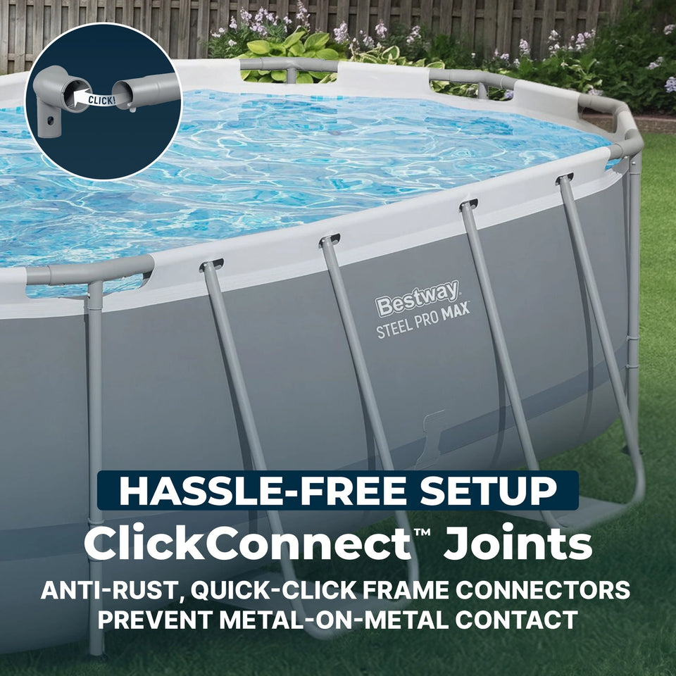 Bestway Steel Pro MAX 14 ft x 8 ft 2 in x 39.5 In, Oval Above Ground Pool Set, Outdoor Frame Swimming Pool