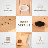 HomeMiYN Far Infrared Wood Sauna Box ,traditional Sauna Room Indoor Home Spa Low-emf Dry Saunas Single Person Spa Canada Hemlock,nature