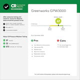 Greenworks 3000-PSI 2.0-GPM Cold Water Electric Pressure washer with 5 Spray Tips