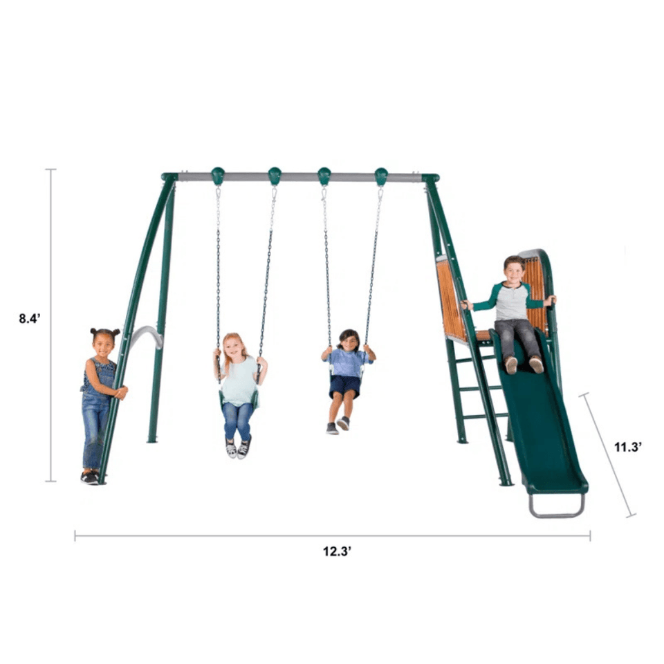 Sportspower Alta Oaks 10′ Heavy Duty Swing Set with Lifetime Warranty on 6′ Double Wall Slide