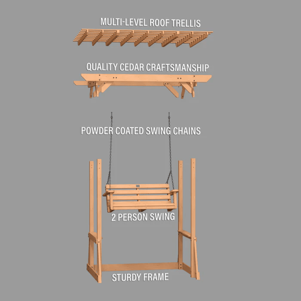 Backyard Discovery Callahan Cedar Wood Outdoor Pergola Swing Bench