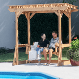Backyard Discovery Callahan Cedar Wood Outdoor Pergola Swing Bench