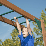 Knightsbridge Plus Complete Wooden Outdoor Playset with Monkey Bars, Slide, Rock Wall and Swing Set Accessories
