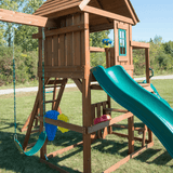 Knightsbridge Plus Complete Wooden Outdoor Playset with Monkey Bars, Slide, Rock Wall and Swing Set Accessories