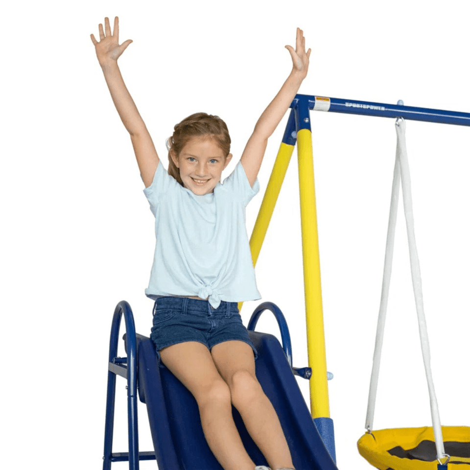 Sportspower Super 10 Metal Swing Set with Lifetime Warranty on Blow Molded Slide