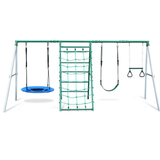 Swing Sets with Saucer Swing,Belt Swing,Trapeze Bar,Climbing Rope,Climbing Ladder