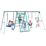 Swing Sets with Saucer Swing,Belt Swing,Trapeze Bar,Climbing Rope,Climbing Ladder