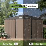 VEIKOUS 10 ft. W x 10 ft. D Outdoor Metal Storage Shed in Gray (100 sq. ft.)