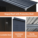 VEIKOUS 10 ft. W x 12 ft. D Outdoor Metal Storage Shed in Gray (120 sq. ft.)