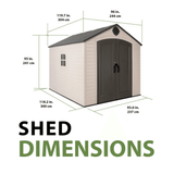 Lifetime 8 Ft. x 10 Ft. High-Density Polyethylene (Plastic) Outdoor Storage Shed with Steel-Reinforced Construction