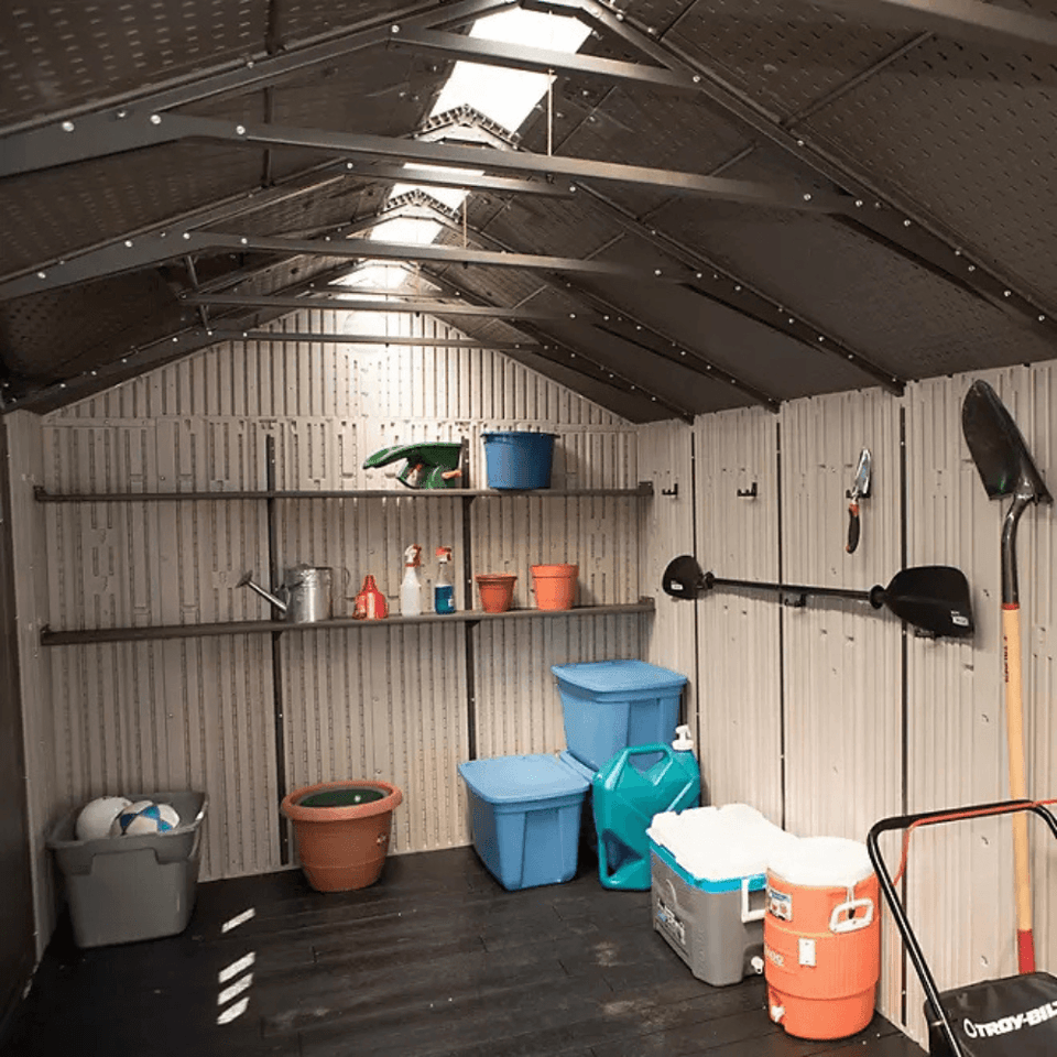 Lifetime 8′ x 17.5′ Outdoor Storage Shed Dual Entry, Tan