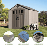 Lifetime 8’ x 7.5’ Outdoor Storage Shed, Light Brown