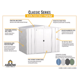 Newport 8 ft. W x 6 ft. D 2-Tone Eggshell and Coffee Galvanized Metal Shed with Sliding Lockable Doors (43 sq. ft.)