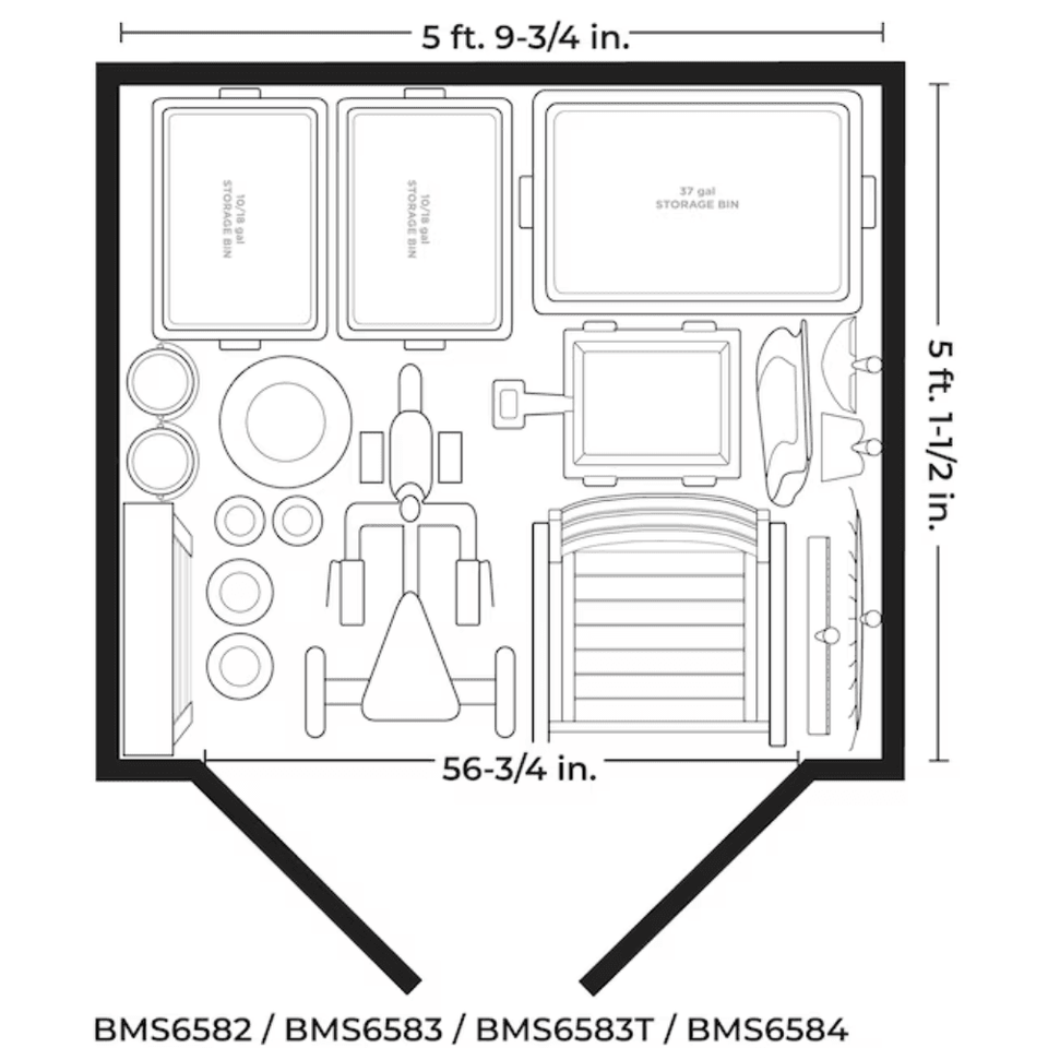 Suncast 6-Feet x 4-Feet Modernist Lean-to Resin Storage Shed (Floor Included) in Gray | BMS6583T